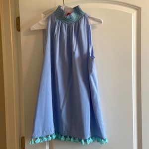 NWT Sail to Sable periwinkle tank with teal tassels; size Small